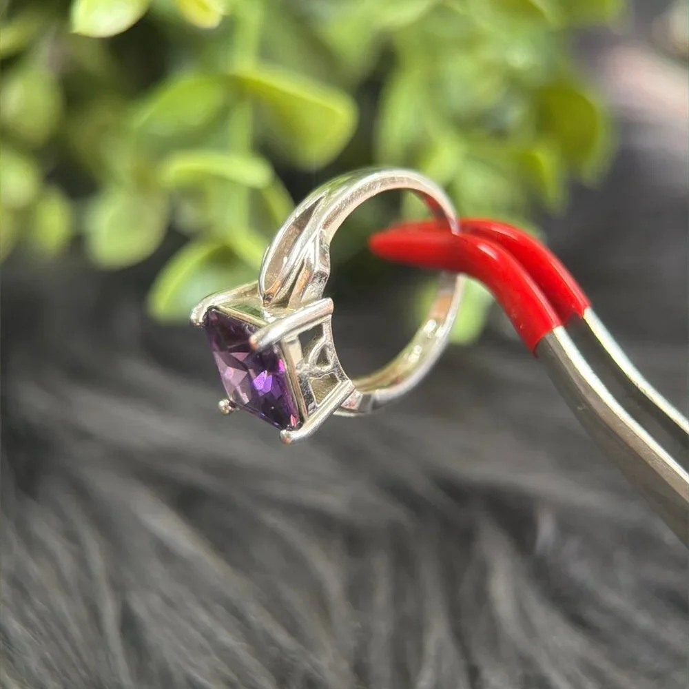 Princess Cut Amethyst Silver 925‎ Ring
